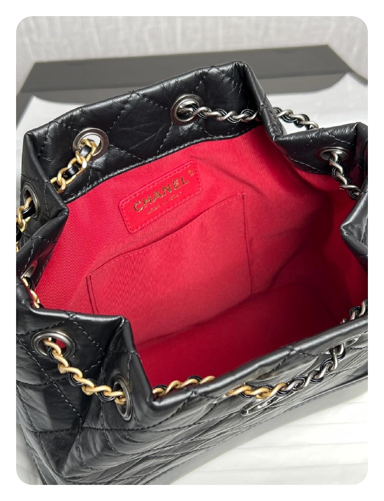 샤넬 가브리엘 카프스킨 블랙 빈티지 실버