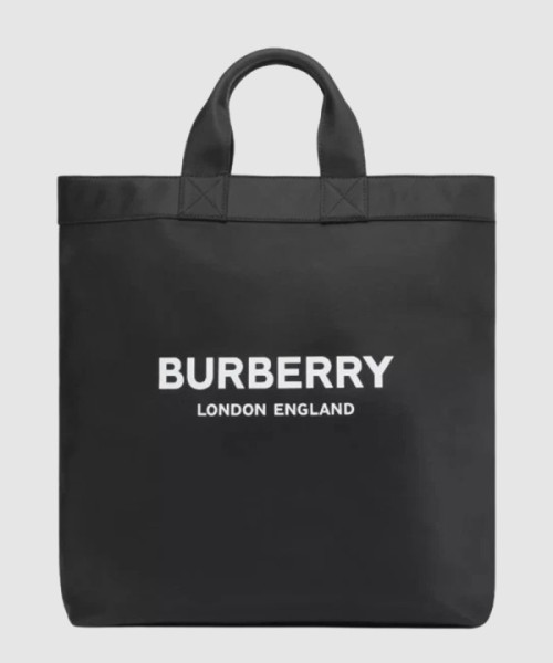 버버리 로고 프린트 나일론 토트백 블랙 80262331