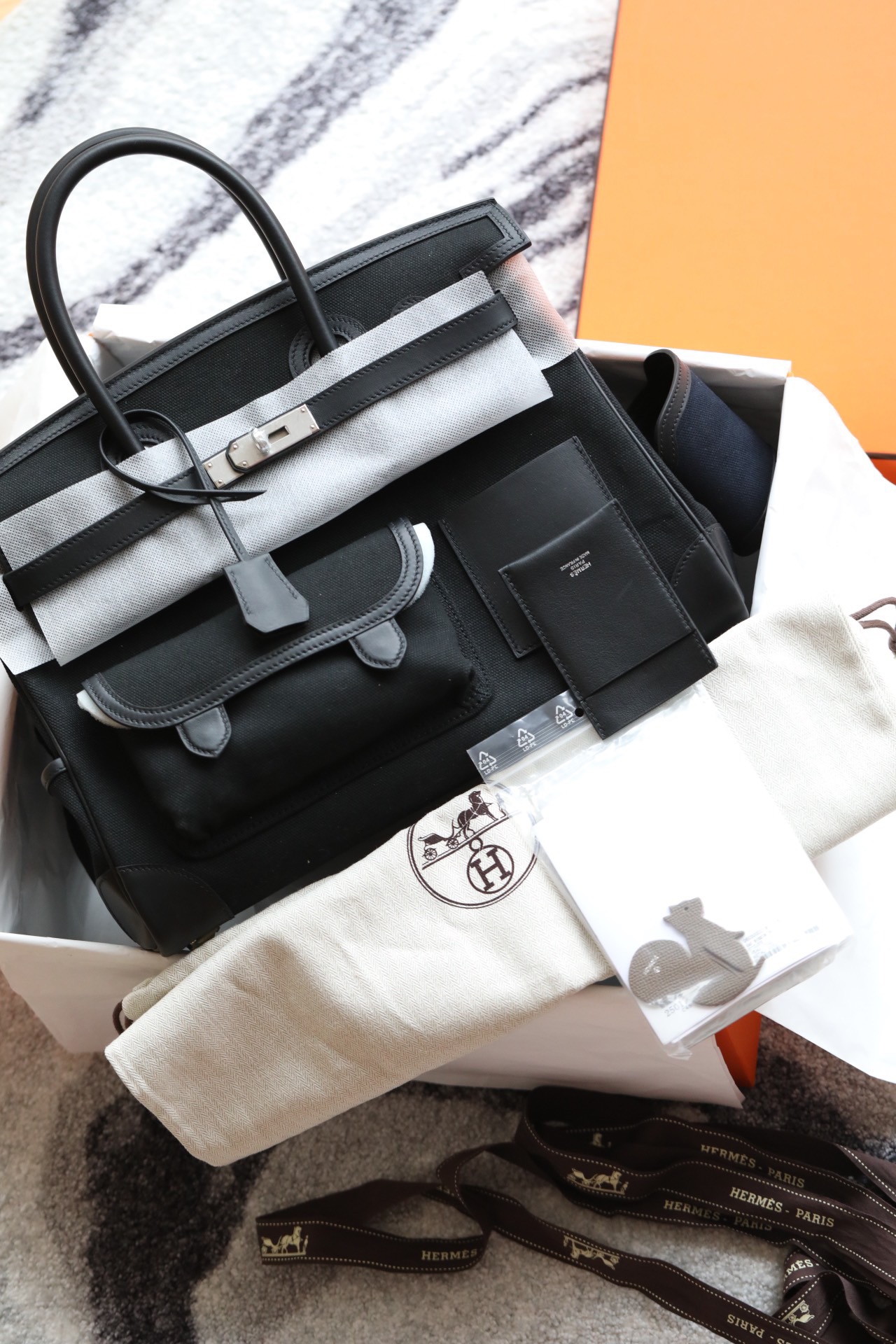 에르메스 버킨 카고35 백 올블랙 swift 올수공