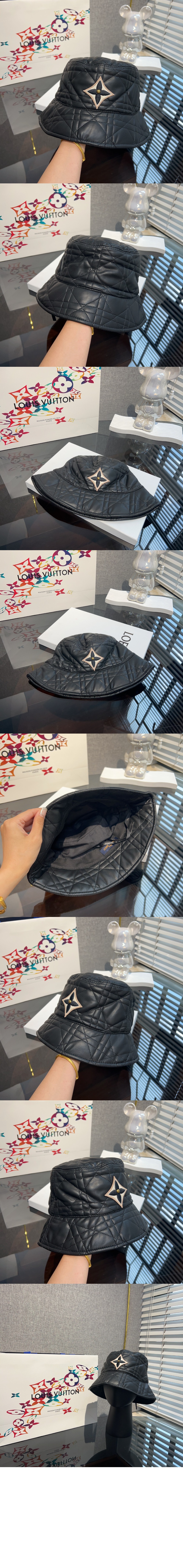 루이비통 가죽 체크 버킷햇 M43017