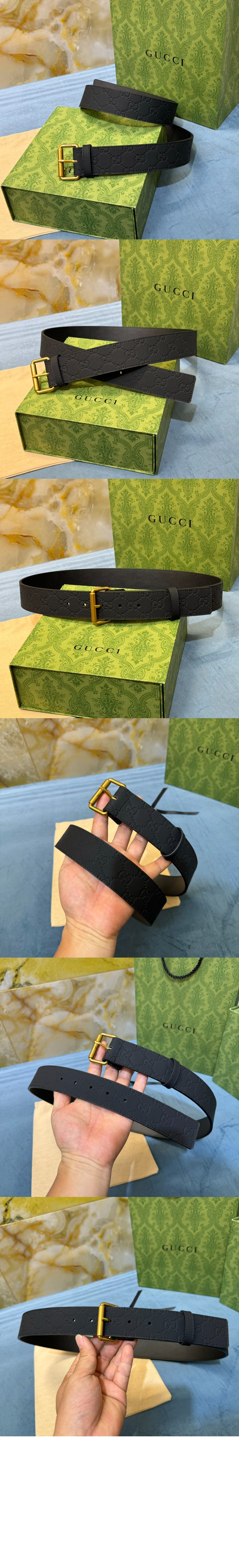 구찌 GG 러버 효과 벨트 771297