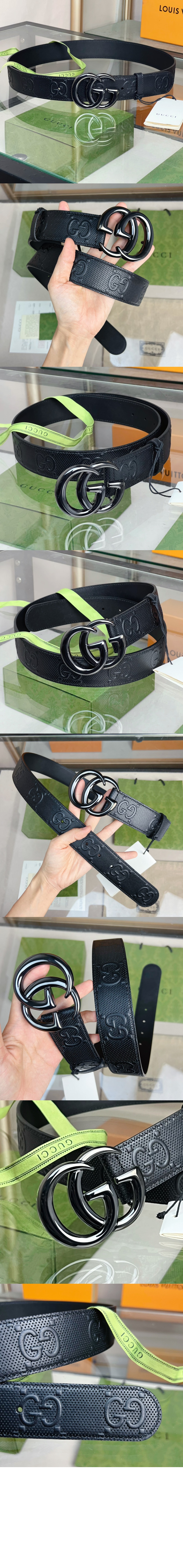 구찌 GG 마몽 엠보스 레더 벨트 406831