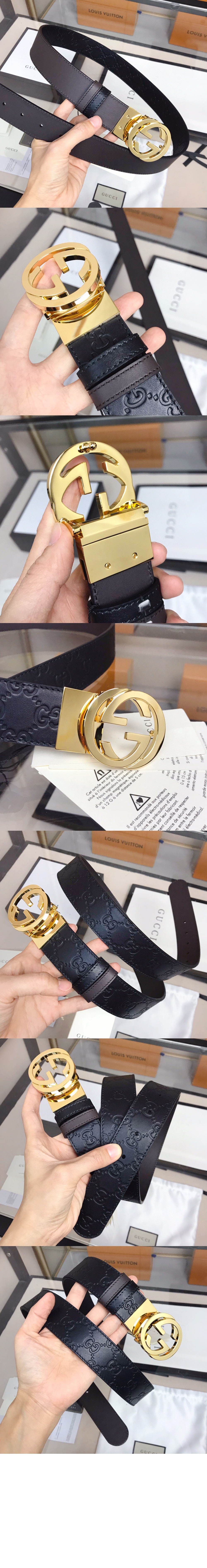 구찌 시그니처 레더 벨트 473030