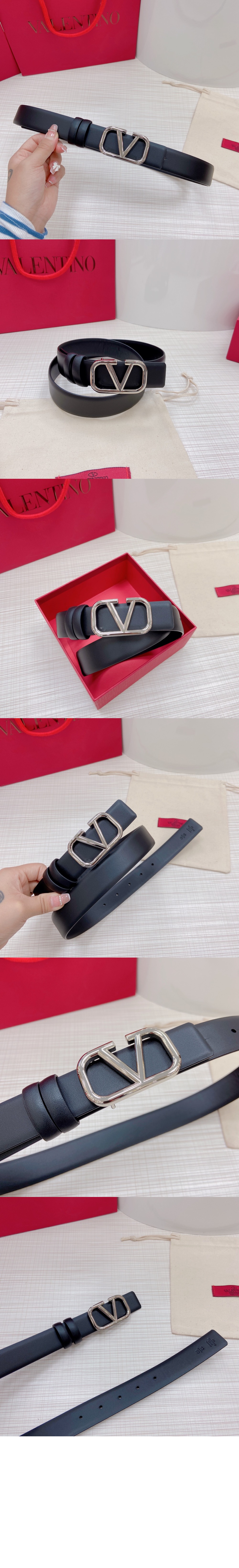 발렌티노 브이로고 시그니처 유광 송아지 가죽