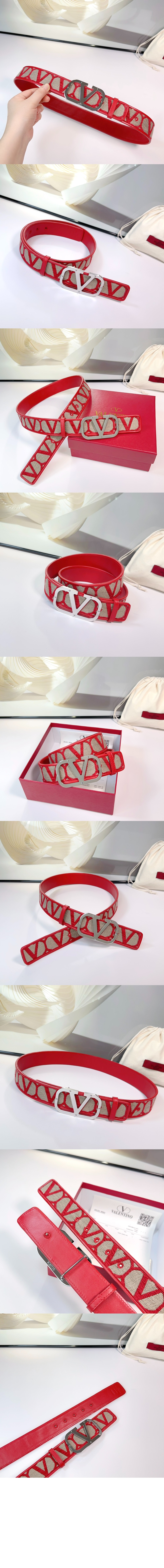 발렌티노 V 로고 벨트