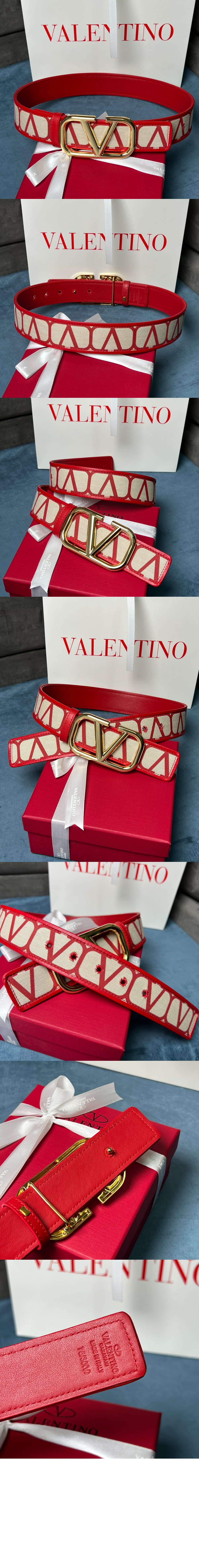 발렌티노 V 로고 벨트