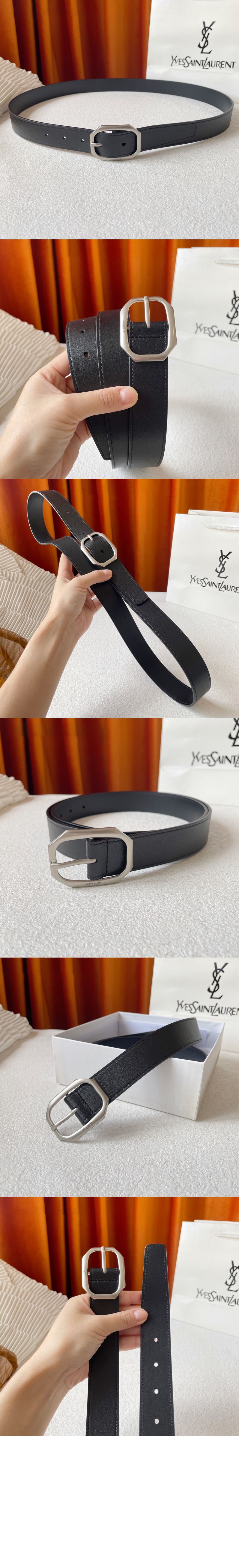 생로랑 가죽 팔각 벨트 669889