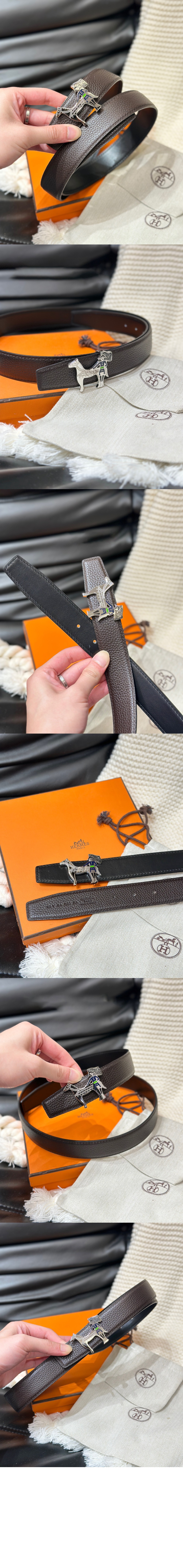 에르메스 Artificier 벨트 버클 리버서블 가죽 스트랩