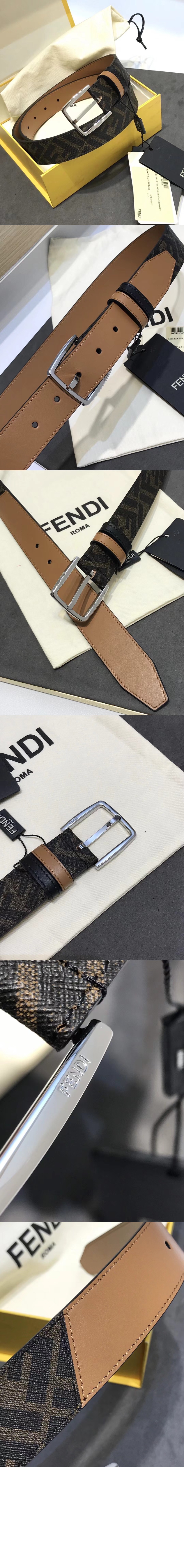 펜디 로고 레터링 프린트 벨트 7C049