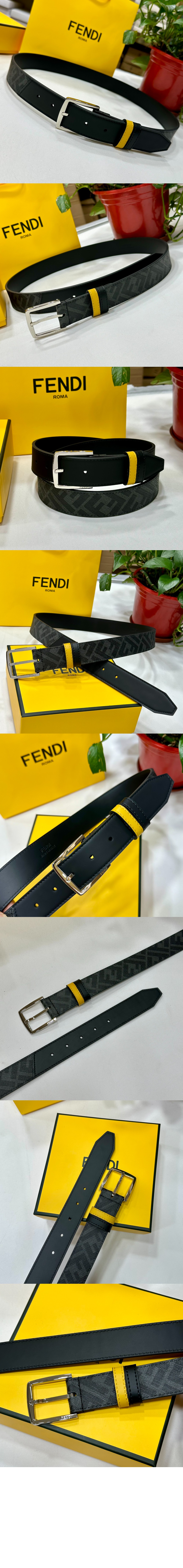 펜디 로고 레터링 프린트 벨트 7C049