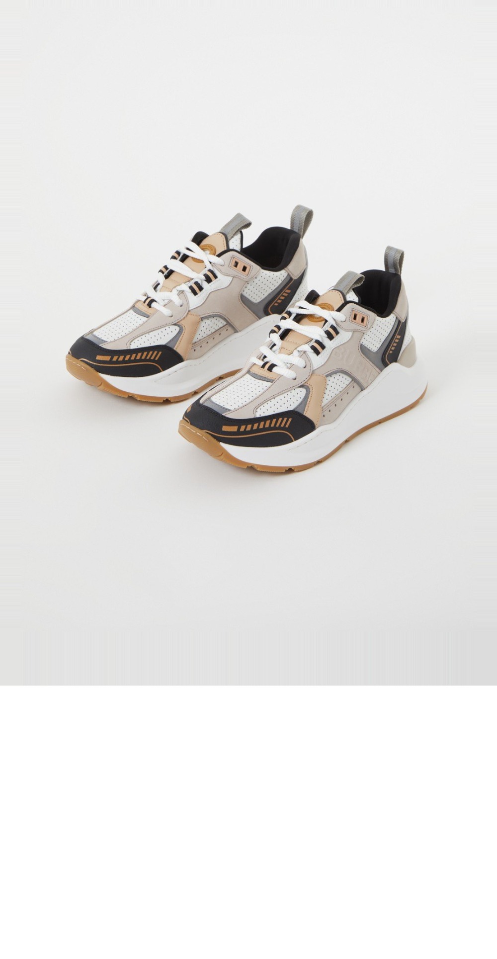 버버리 로고 엠보싱 레더 나일론 스니커즈 80657371