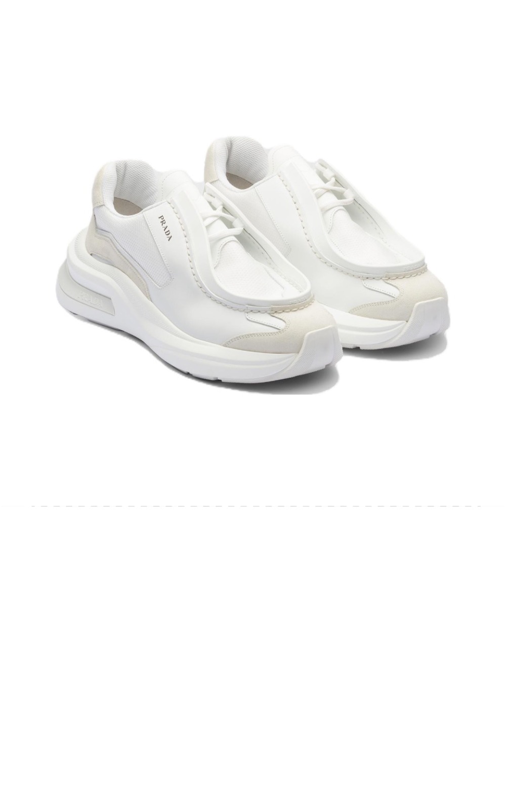 프라다 스웨이드 브러쉬드 가죽 스니커즈 2EG424