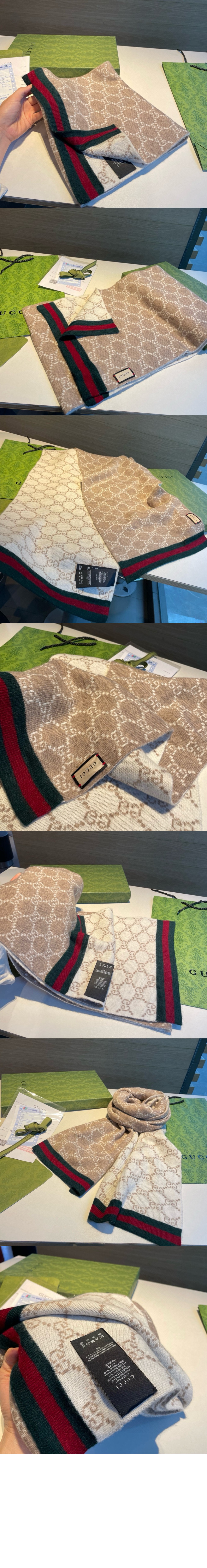 구찌 GG 자카드 패턴 니트 스카프 325806