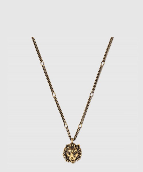 구찌 라이언 헤드 펜던트 목걸이 410673