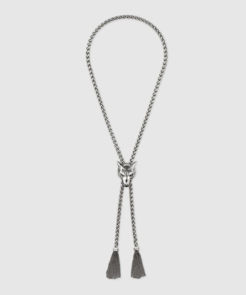 구찌 울프 헤드 실버 목걸이 512014