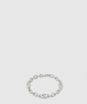 구찌 인터로킹 G 디테일의 실버 팔찌 620798