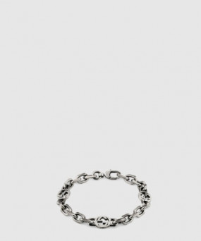 구찌 인터로킹 G 디테일의 실버 팔찌 620798