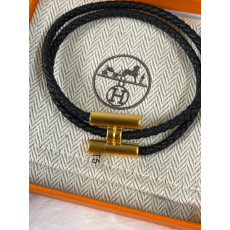 에르메스 Tournis Tresse 팔찌 블랙 금장