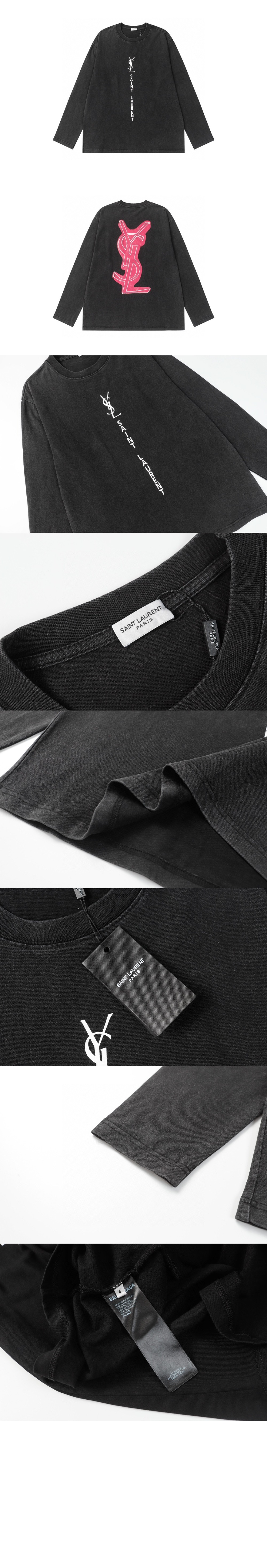 생로랑 로고 프린트 긴팔