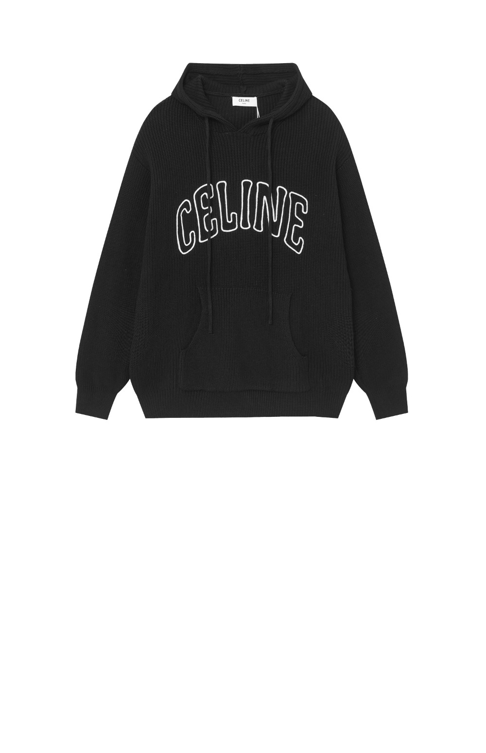 셀린느 후드 스웨터 리브드 울