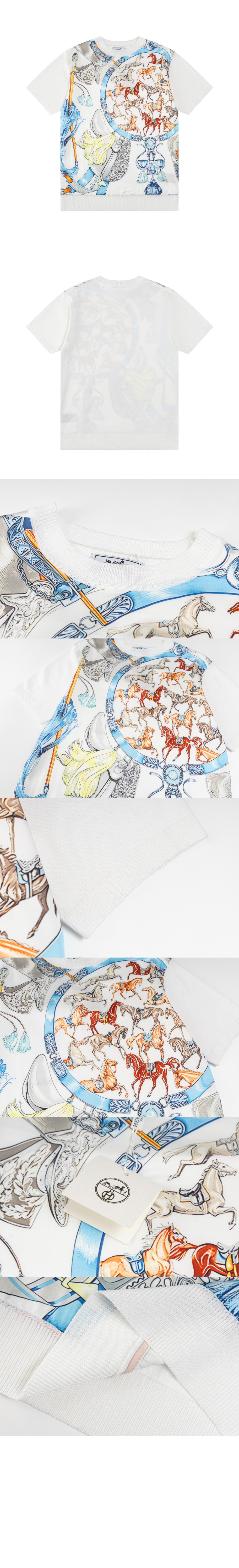 에르메스 로고 프린트 반팔