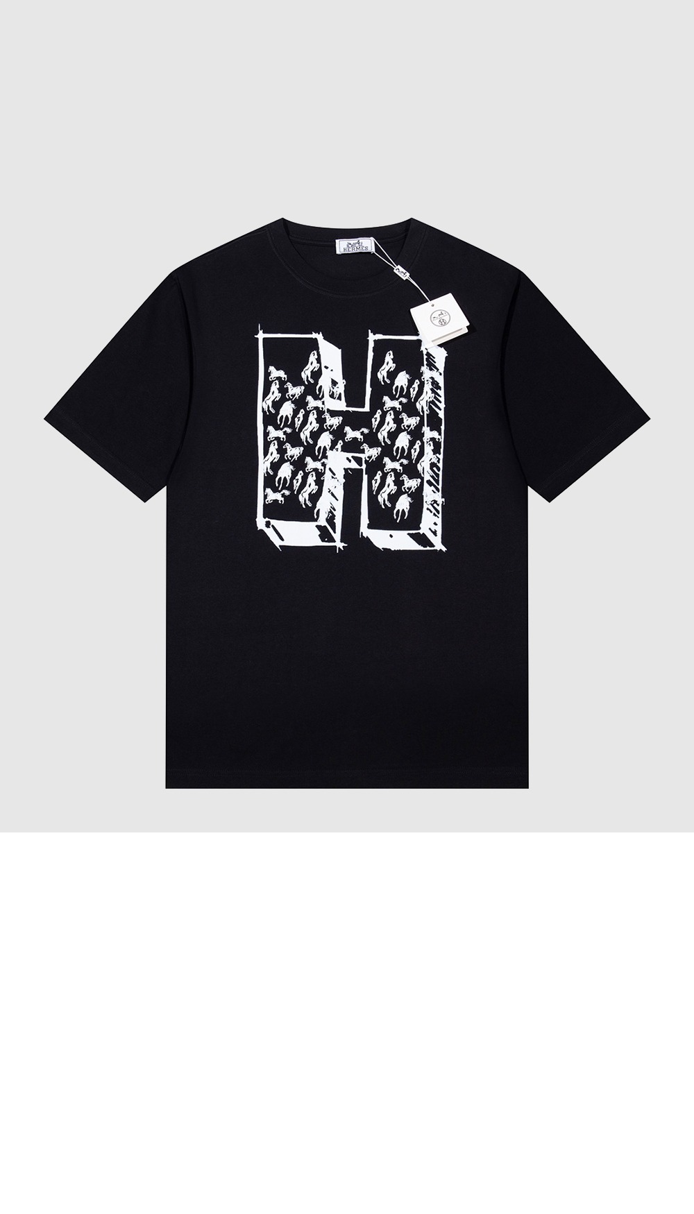 에르메스 로고 프린트 반팔