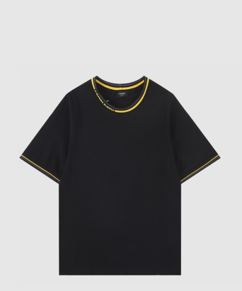 펜디 콘트라스트 트리밍 로고넥 티셔츠
