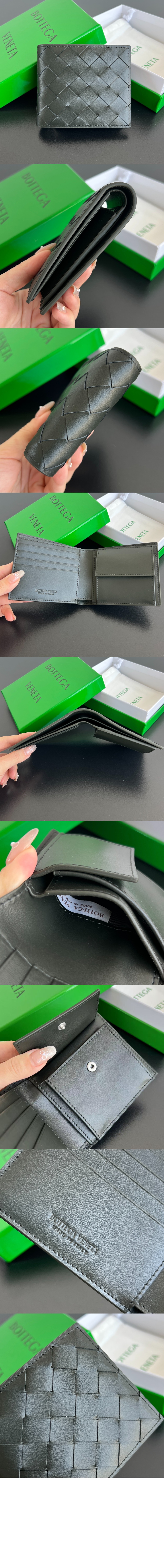 보테가베네타 동전 지갑을 갖춘 인트레치아토 폴더형 지갑 605722