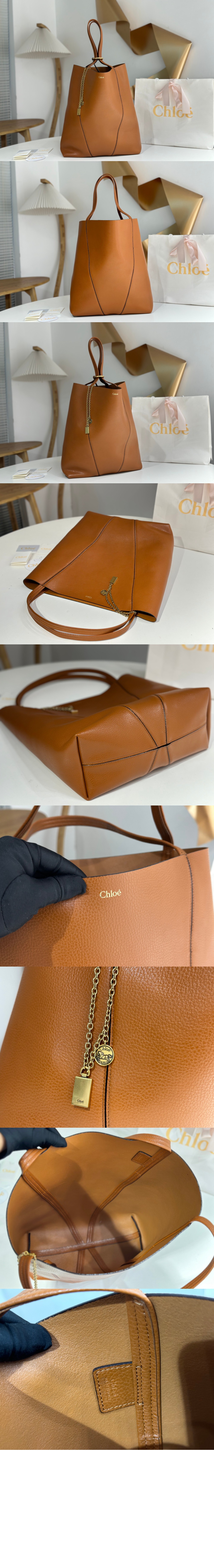 끌로에 그레인드 가죽 라지 Chloé Spin 토트백 SS810