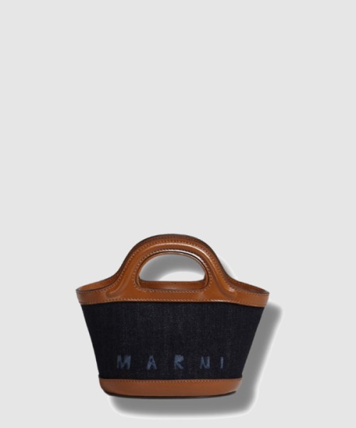 마르니 데님 앤 레더 트로피칼리아 버킷백 마이크로