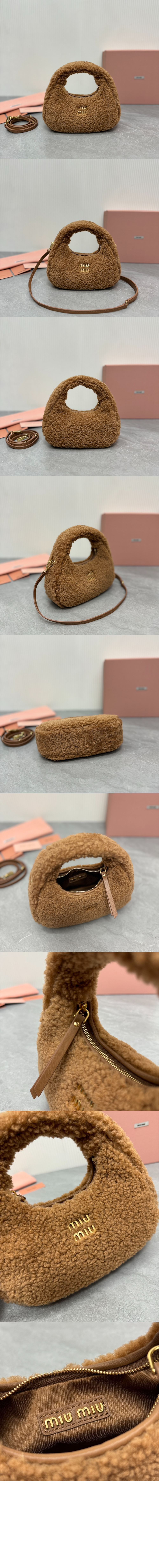 미우미우 완더 세틴 크리스털 미니 호보 백 5BP078