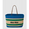 미우미우 라피아 앤 코튼 토트백 5BG228