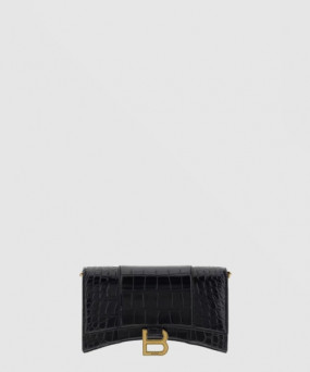 발렌시아가 아워글래스 크로커다일 엠보싱 월렛 온 체인 656050