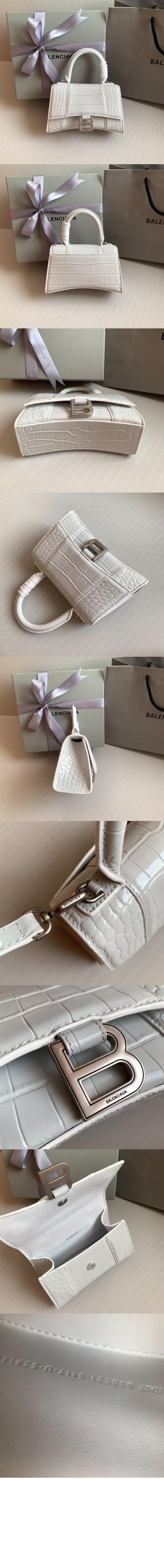 발렌시아가 아워글래스 XS 크로커다일 엠보싱 핸드백592833