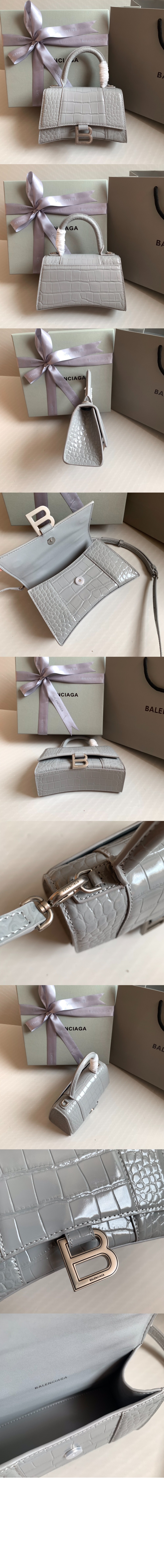 발렌시아가 아워글래스 XS 크로커다일 엠보싱 핸드백592833