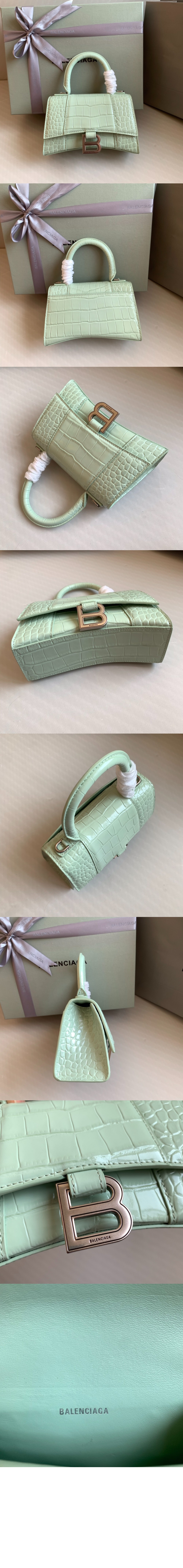 발렌시아가 아워글래스 XS 크로커다일 엠보싱 핸드백592833