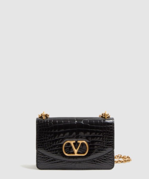 발렌티노 가라바니 베인 크로커다일 레더 스몰 숄더백