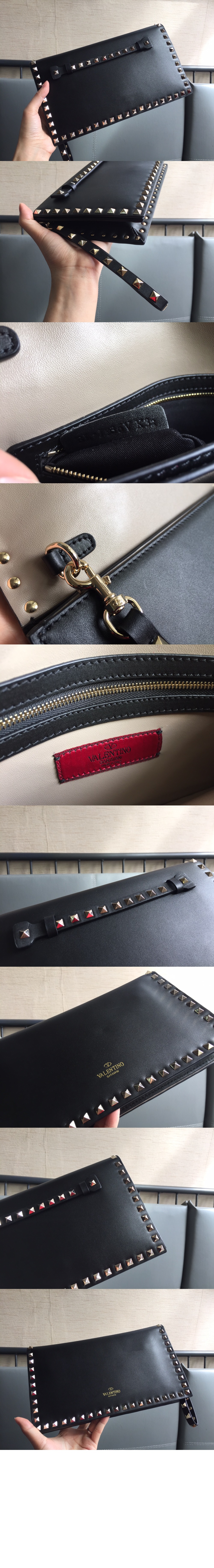 발렌티노 가라바니 락스터드 플랩 스트랩 클러치