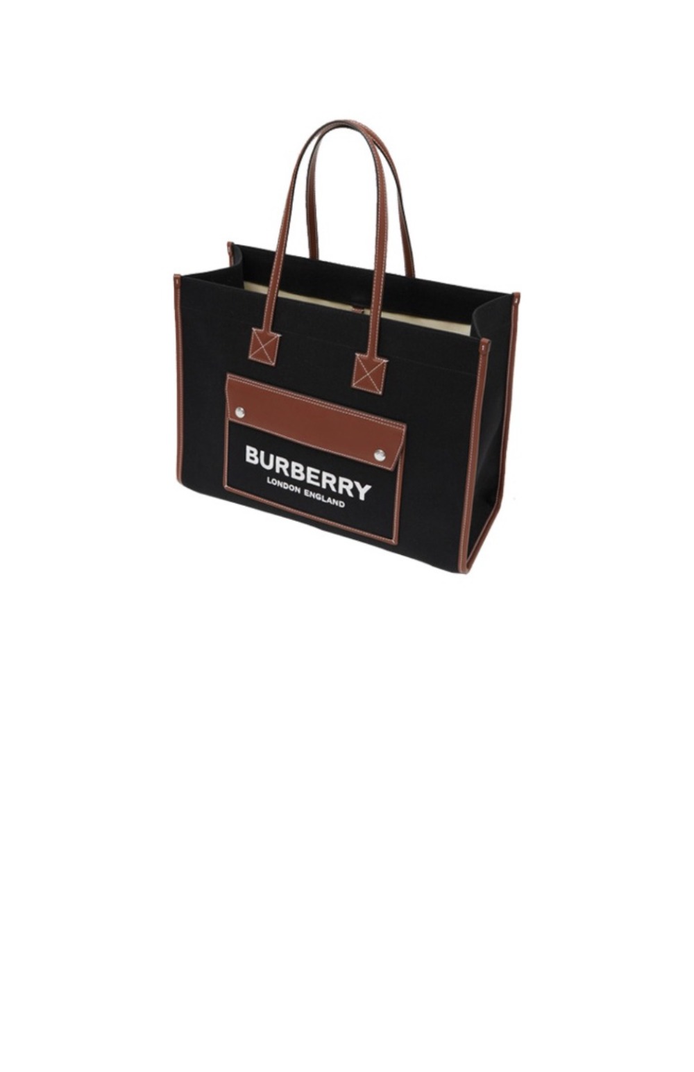 버버리 캔버스 레더프레야 토트백 80557471