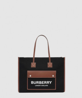 버버리 캔버스 레더프레야 토트백 80557471