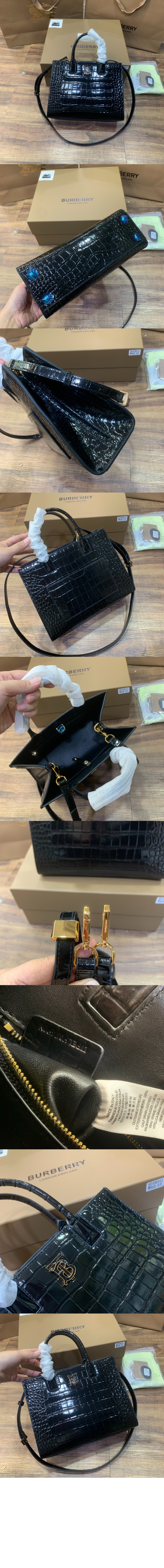 버버리 미니 프란시스 크로커다일 토트백 80725251