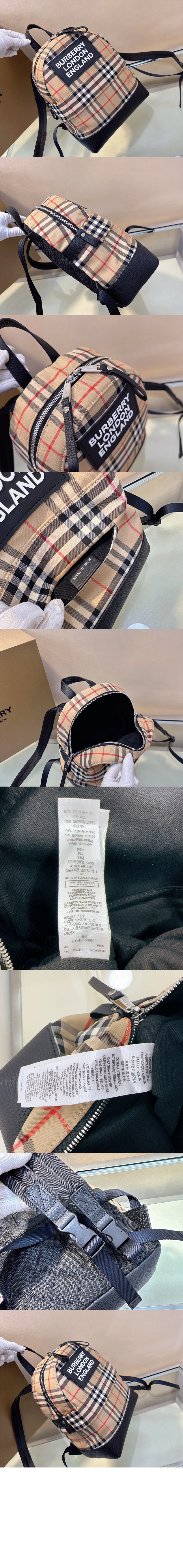 버버리 로고 아플리케 빈티지 체크백팩 80310061