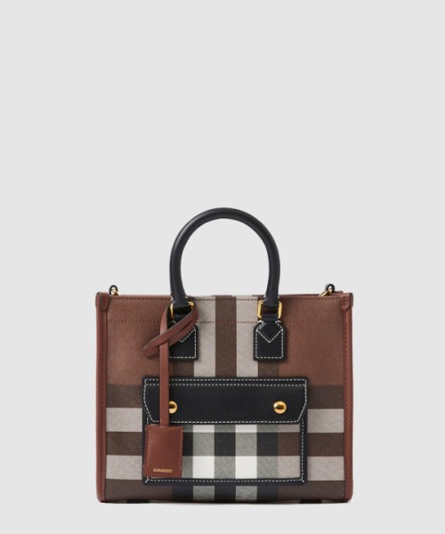 버버리 미니 체크 토트백 80696611