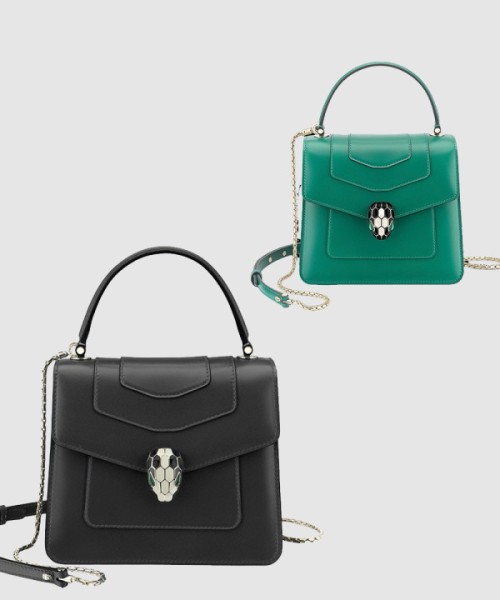 불가리 스몰 타조 가죽 체인백 383290