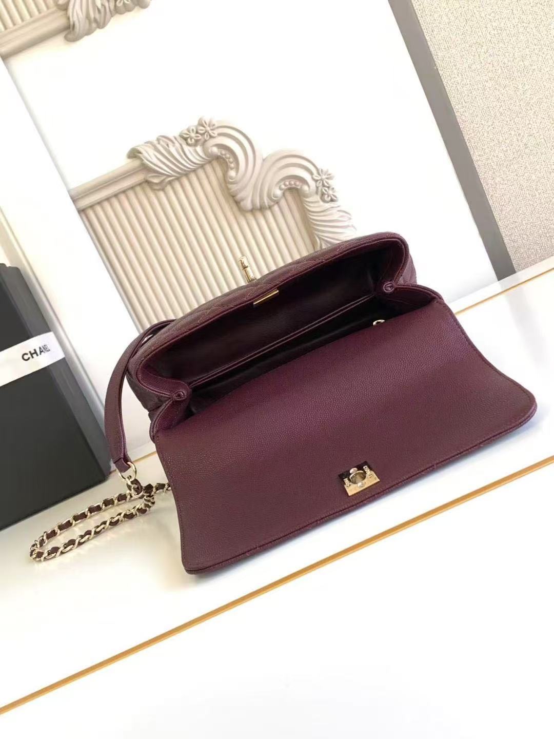 샤넬 코코핸들 캐비어 스몰 금장 버건디 플랩백