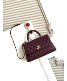 샤넬 코코핸들 캐비어 스몰 금장 버건디 플랩백