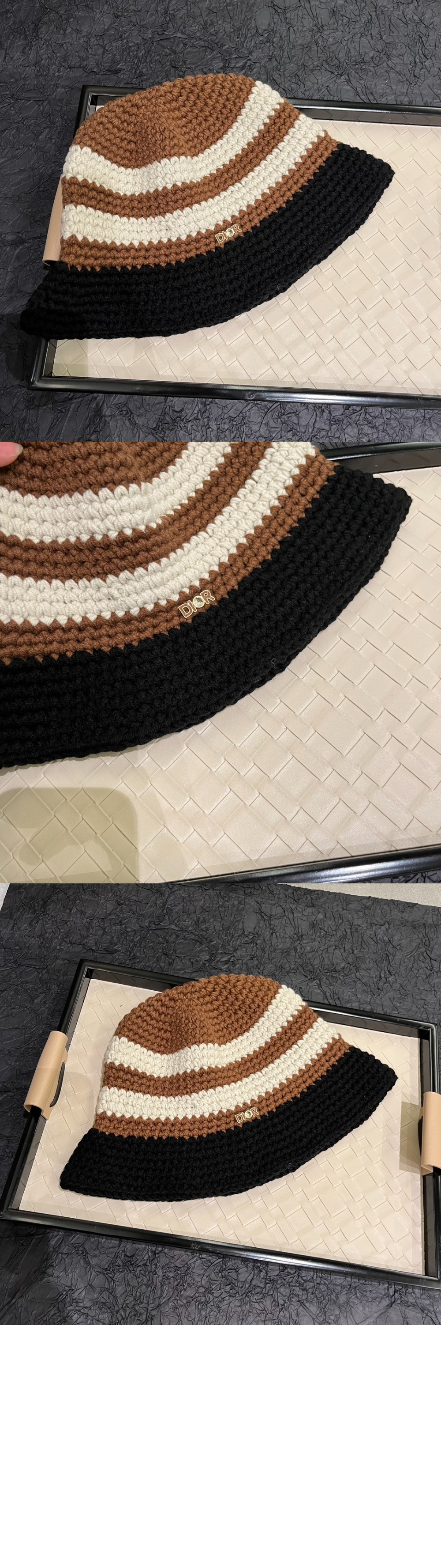 디올 니트 스트라이프 캡 4PU3B