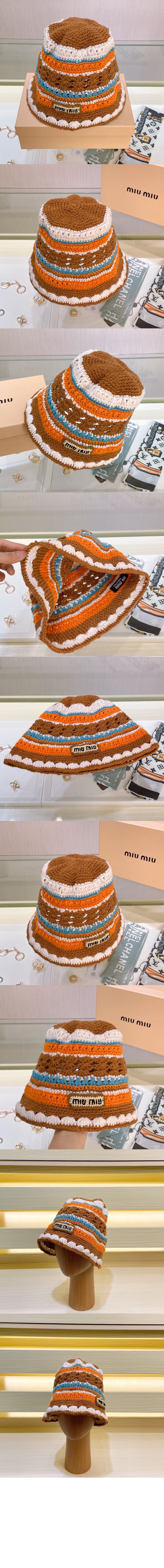 미우미우 니트 스트라이프 캡 5HC754