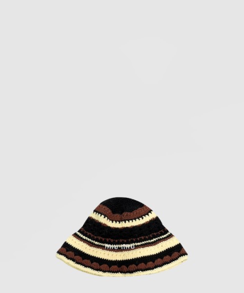 미우미우 니트 스트라이프 캡 5HC697