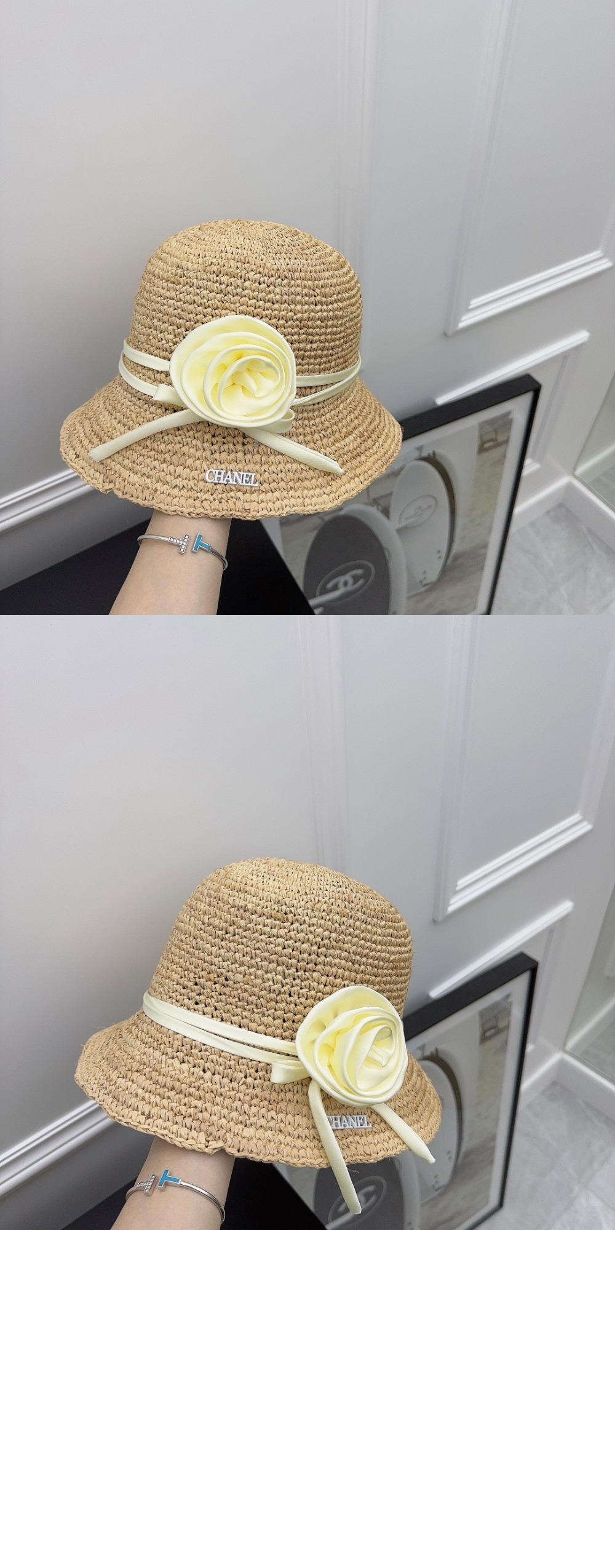 샤넬 밀짚모자 버킷햇 AA8345